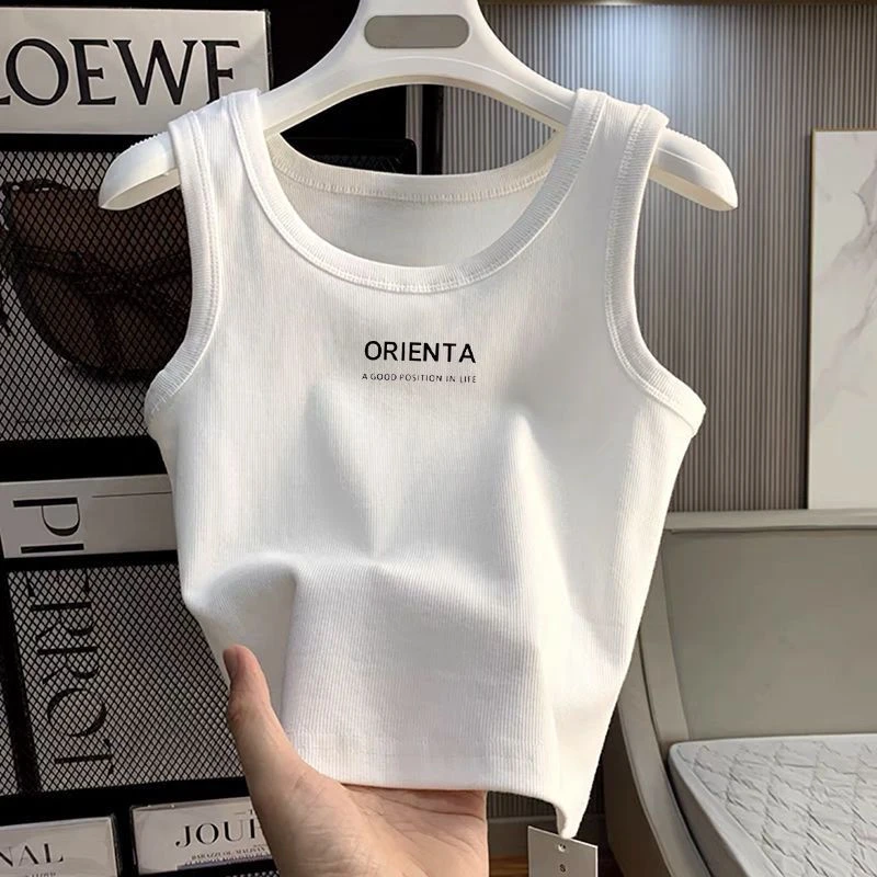 运动风大码胖MM字母修身小吊带背心女春夏季百搭内搭无袖外穿上衣