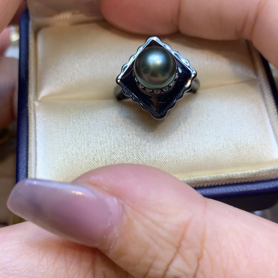 银S925镶嵌戒指海水珍珠