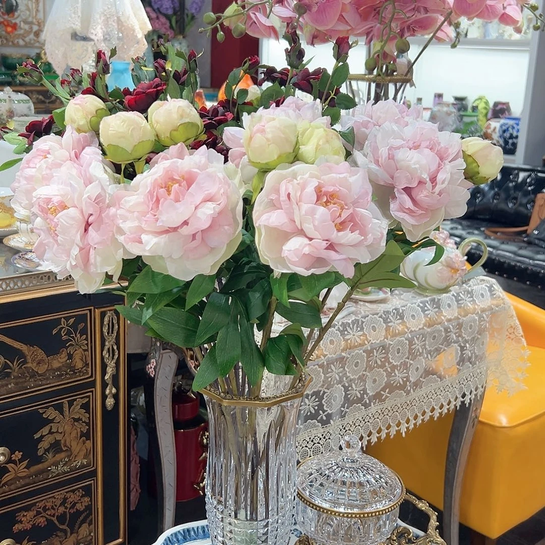 陶瓷防真花天香牡丹一束四只