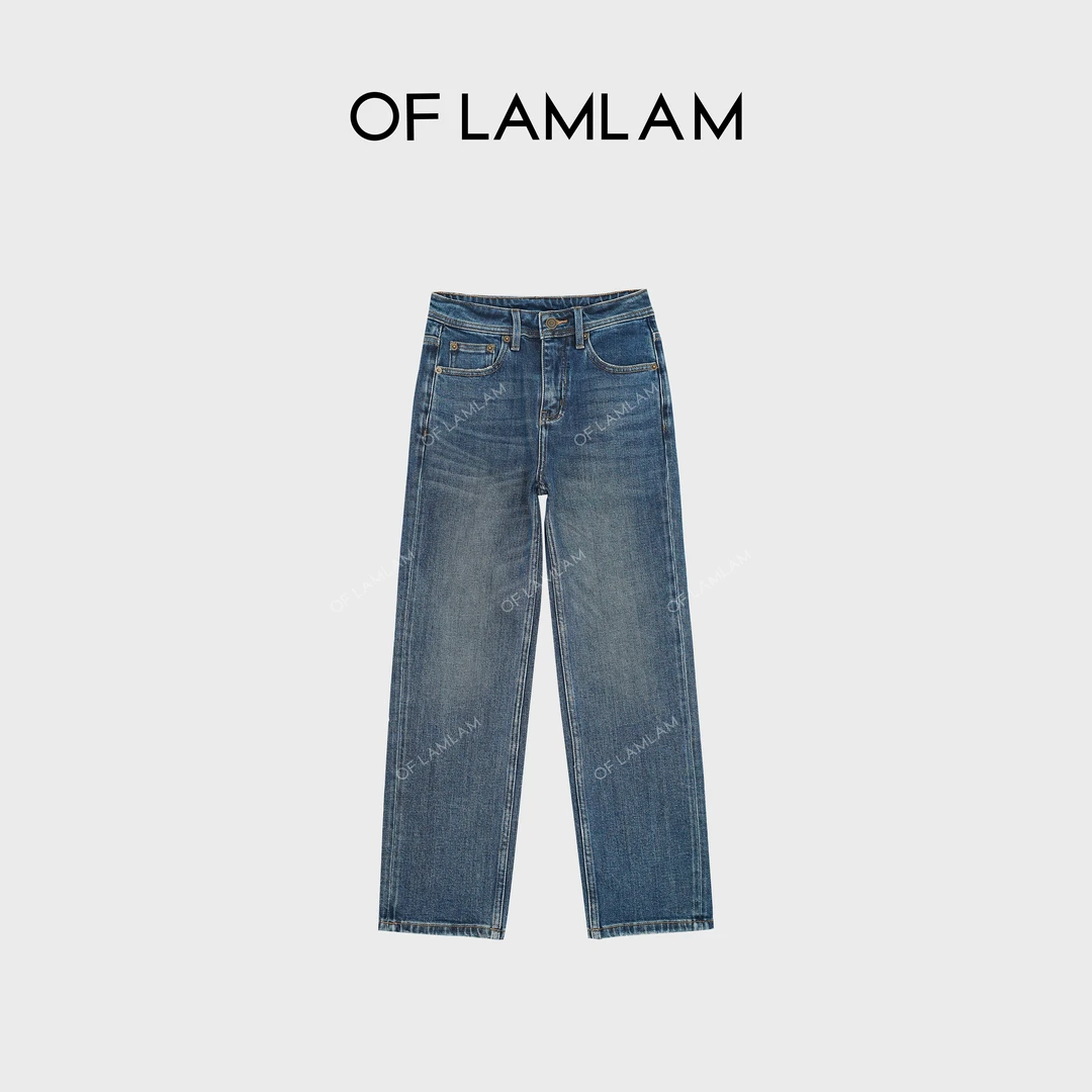 “经典回弹”弹力斜纹棉YKK洗水直筒九分牛仔裤  OFLAMLAM MK085G