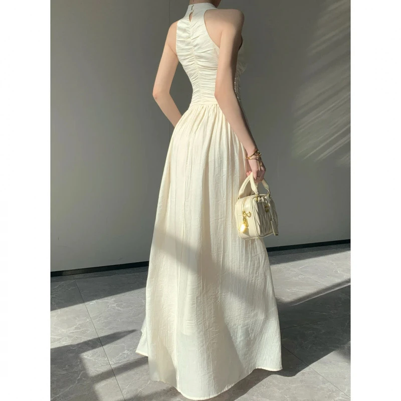 2025春季新款法式长裙气质显瘦黑色连衣裙白色裙子夏季新款时尚收