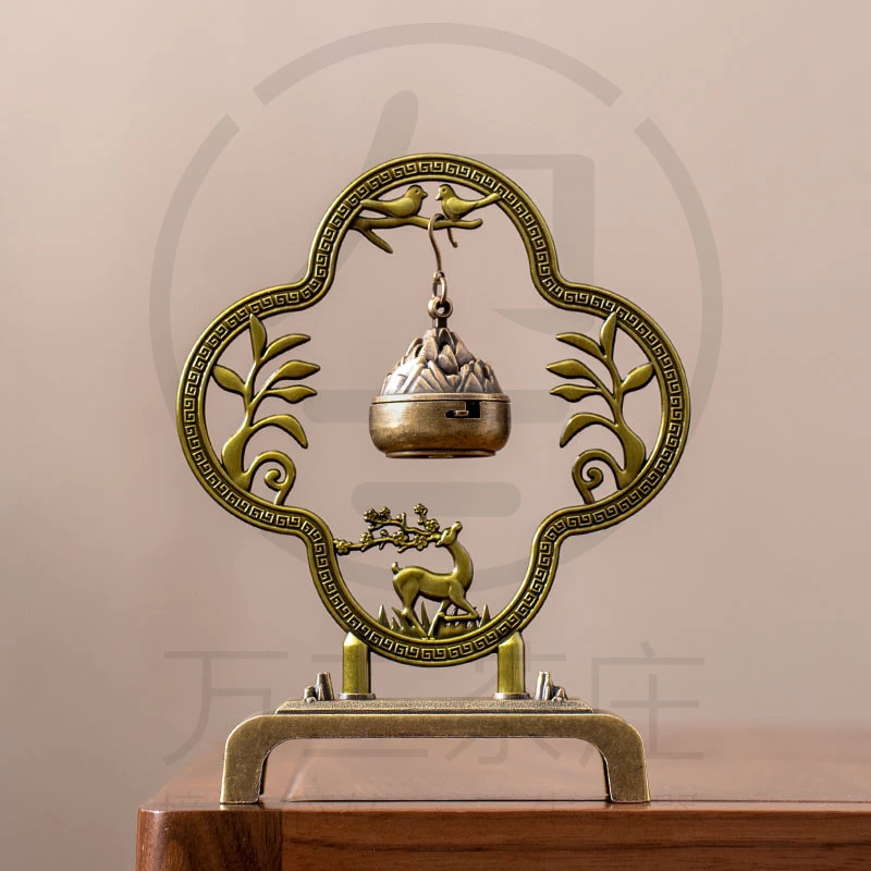 国潮新款一鹿连升小祥云盘香炉室内香薰炉创意复古香炉摆茶道用品