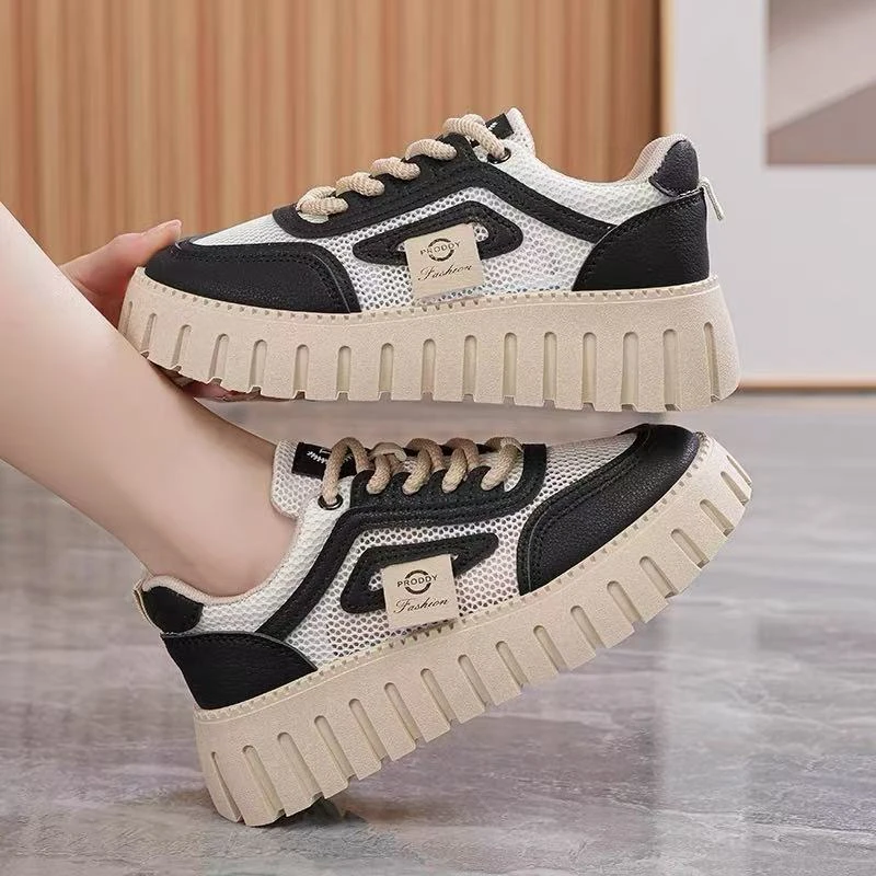 夏季时尚网纱透气休闲鞋女鞋韩版松糕运动板鞋潮鞋ins单鞋小白鞋G