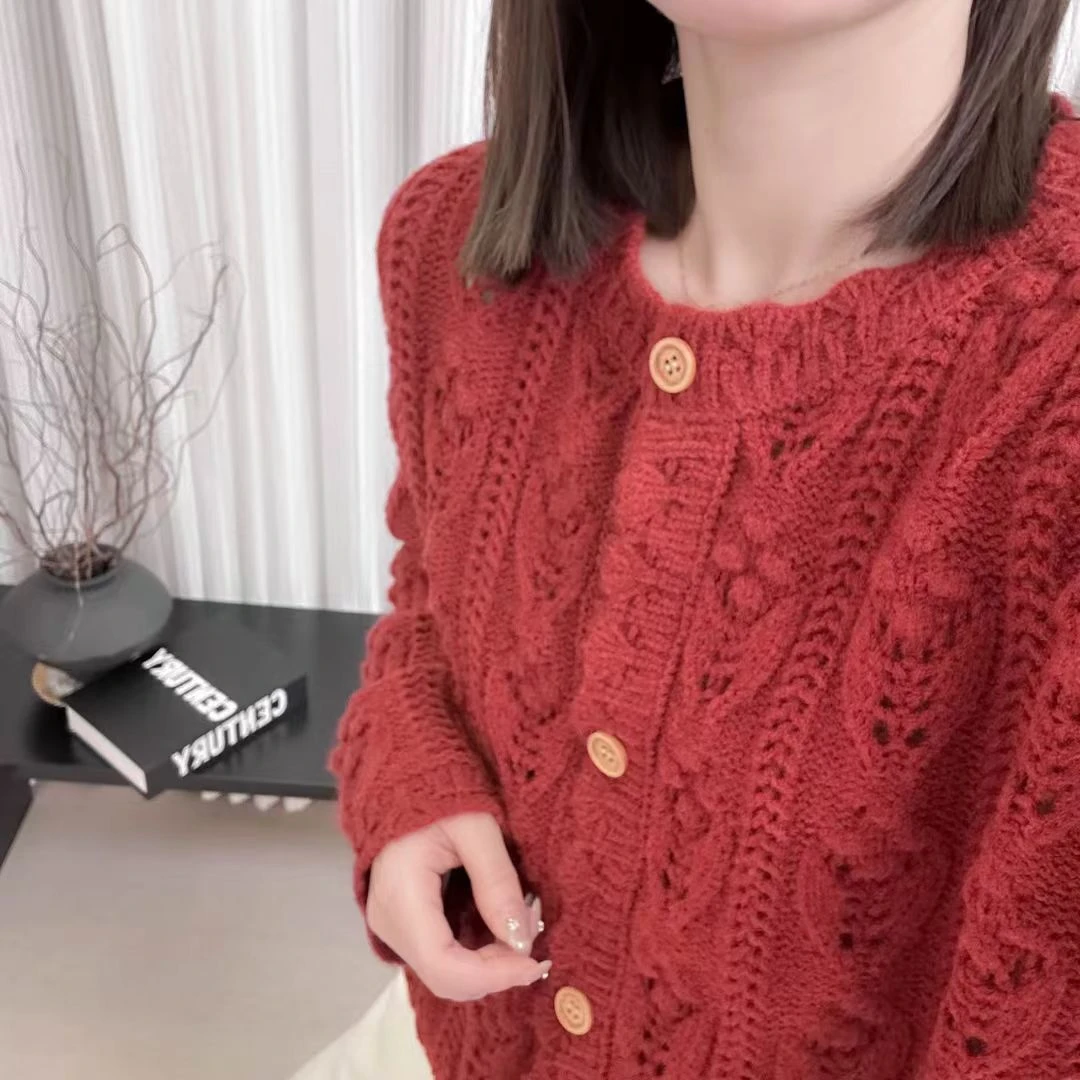 【米果妈】女士2025冬季新款时尚针织毛衣开衫亲子B5378