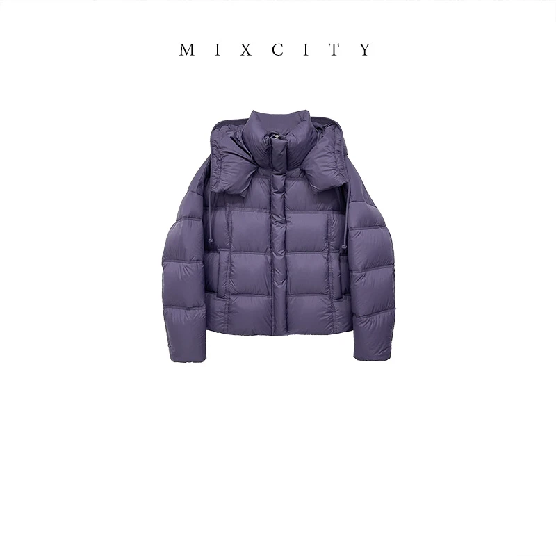 【MIXCITY亚楠家】葡萄羽绒◆白鸭绒连帽羽绒服短款保暖外套9259