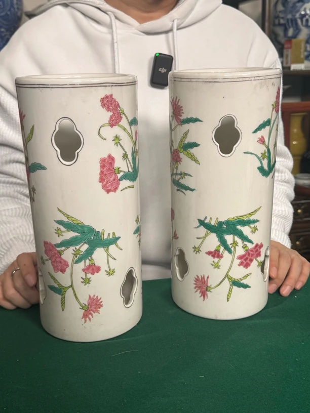 艺术收藏品 帽筒一对
