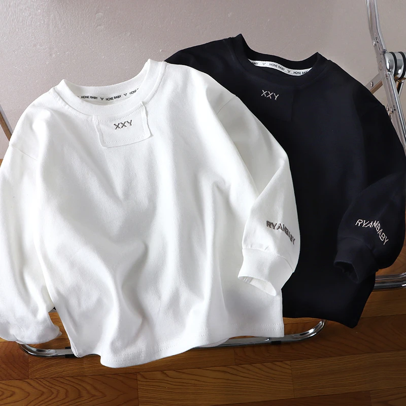 【高货棉T】儿童春秋韩版纯棉T恤长袖刺绣洋气打底男童BN-1068【c88】