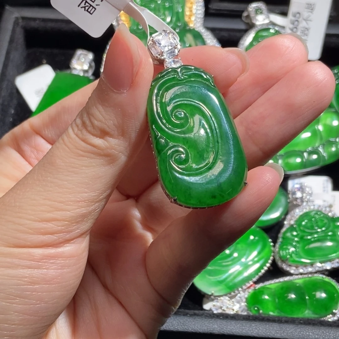 翡翠银S925镶嵌吊坠(不含链)