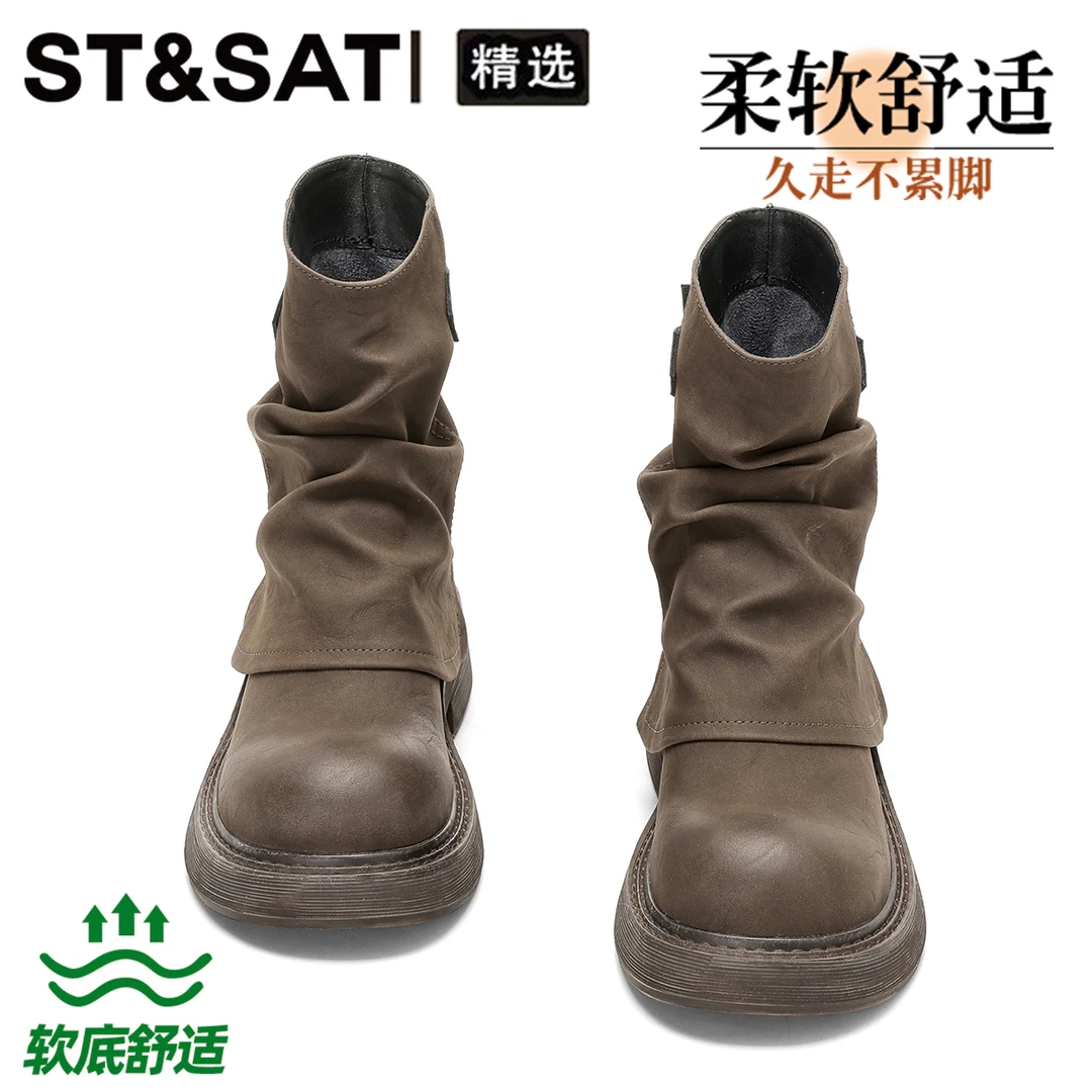 星期六复古防滑短筒爆款厚底马丁靴女款2025冬季新款堆堆裤管靴子