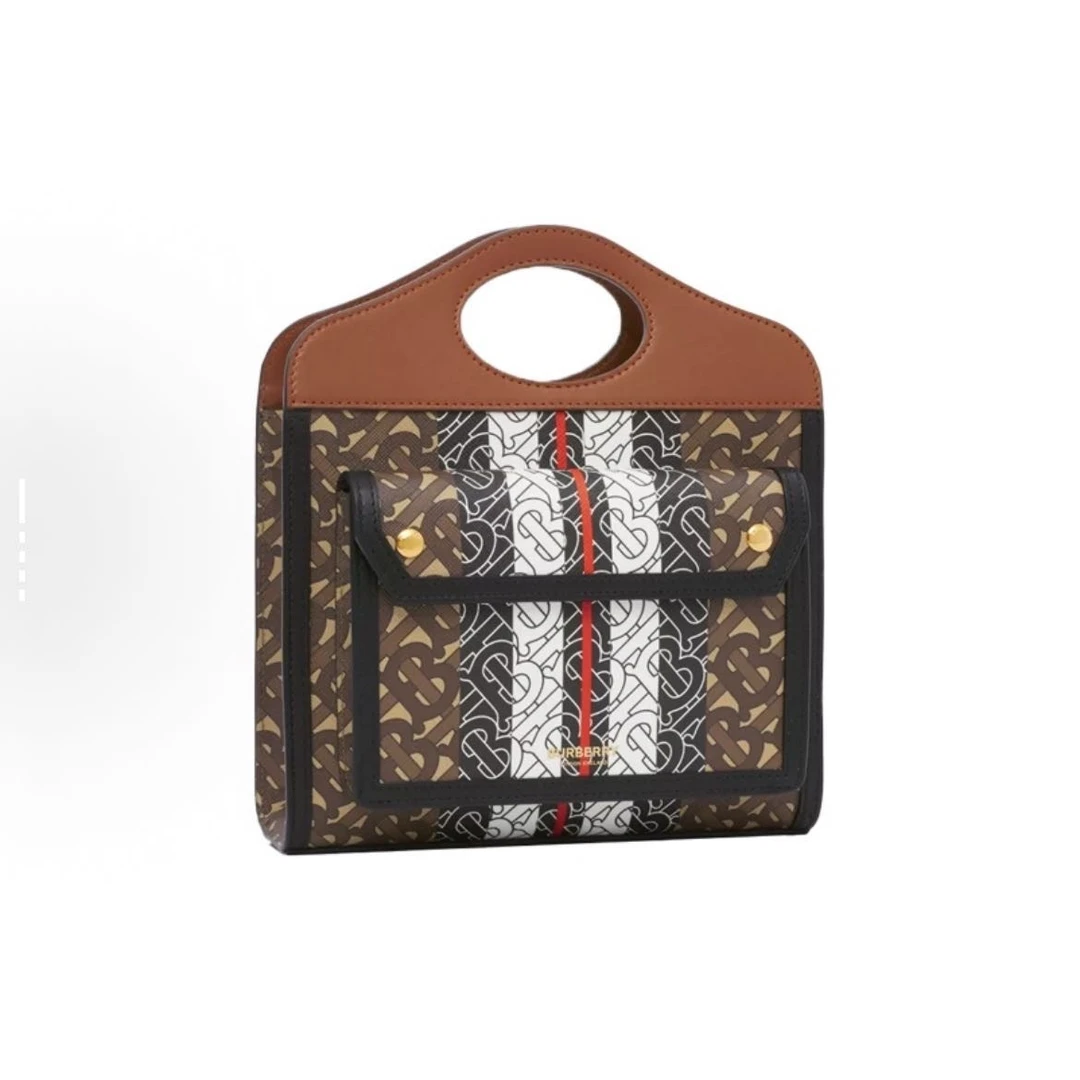 未使用 BURBERRY/博柏利 PocketBag帆布拼皮公文包手提包单肩包