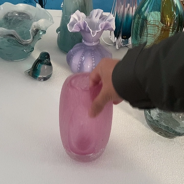 金红粉琉璃摆件家居花瓶