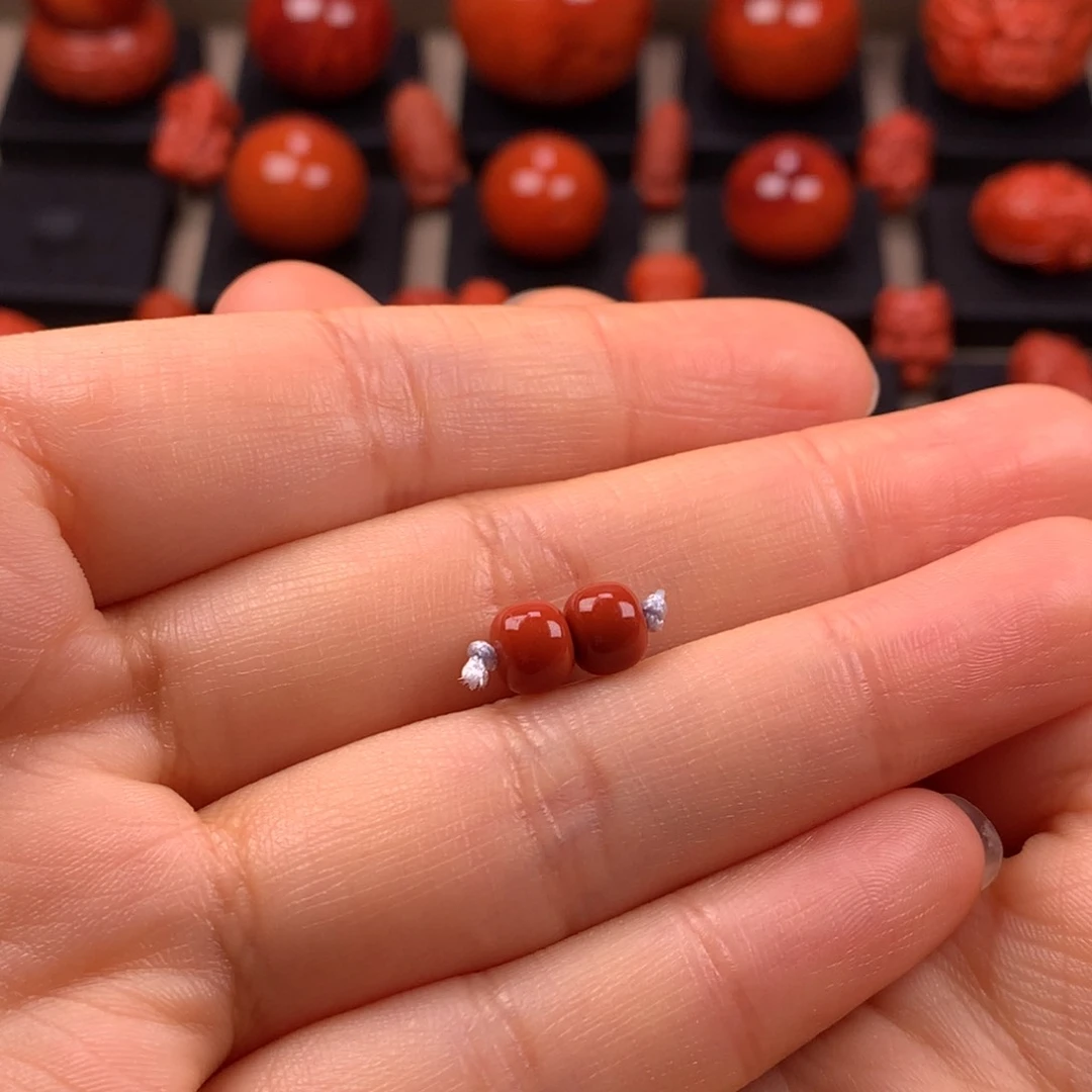 南红玛瑙老型对珠6.1MM未镶嵌