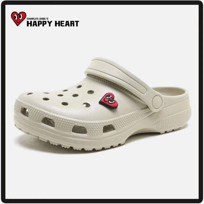 查尔斯桃心洞洞鞋女款2025年新款夏季外穿居家沙滩海边新款洞洞鞋