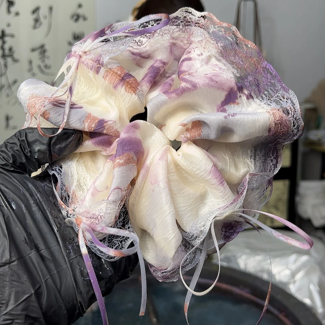 布艺非金属301蕾丝发圈紫云英