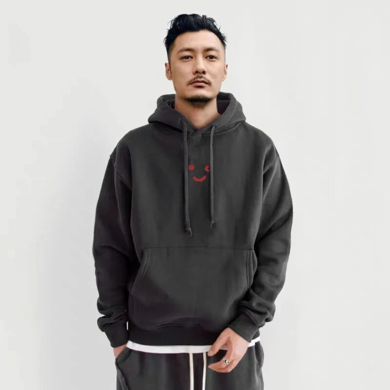仓石一树高端笑脸连帽卫衣男士加绒加厚2025秋冬新款潮牌带帽衫