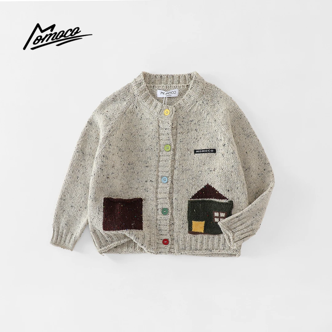 MOMOCO2025新款男童时尚休闲卡通毛衣开衫77330112015