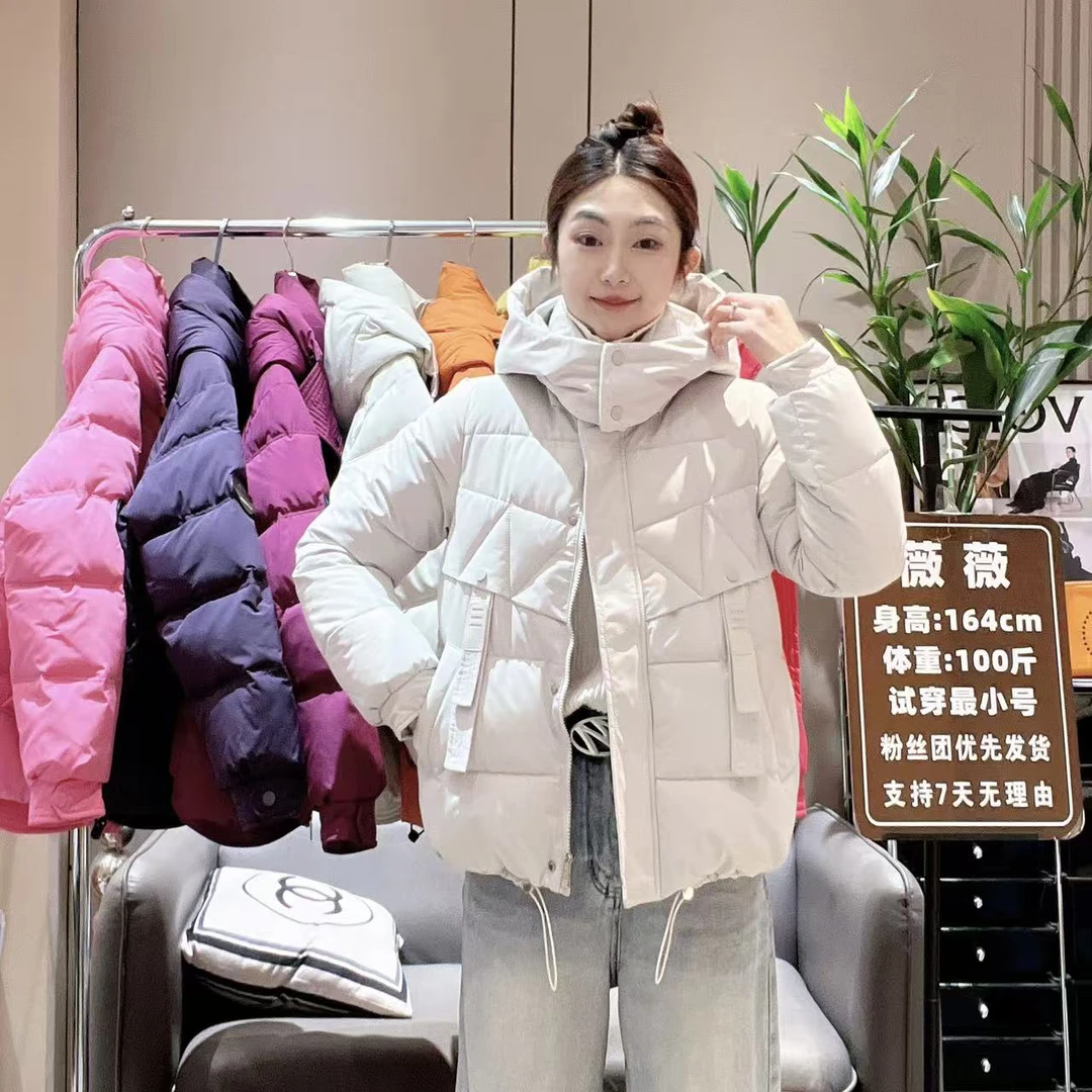 冬季新款连帽加厚棉服女拉链短款小个子时尚百搭保暖棉衣外套2518