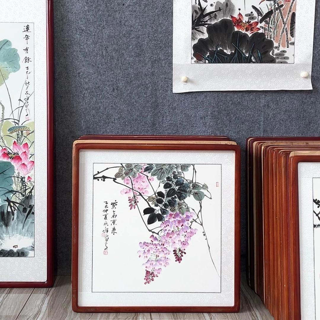 国画书画作品带框63×63
