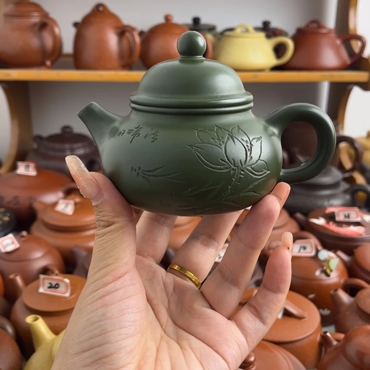紫砂茶壶150cc绿泥半手微瑕