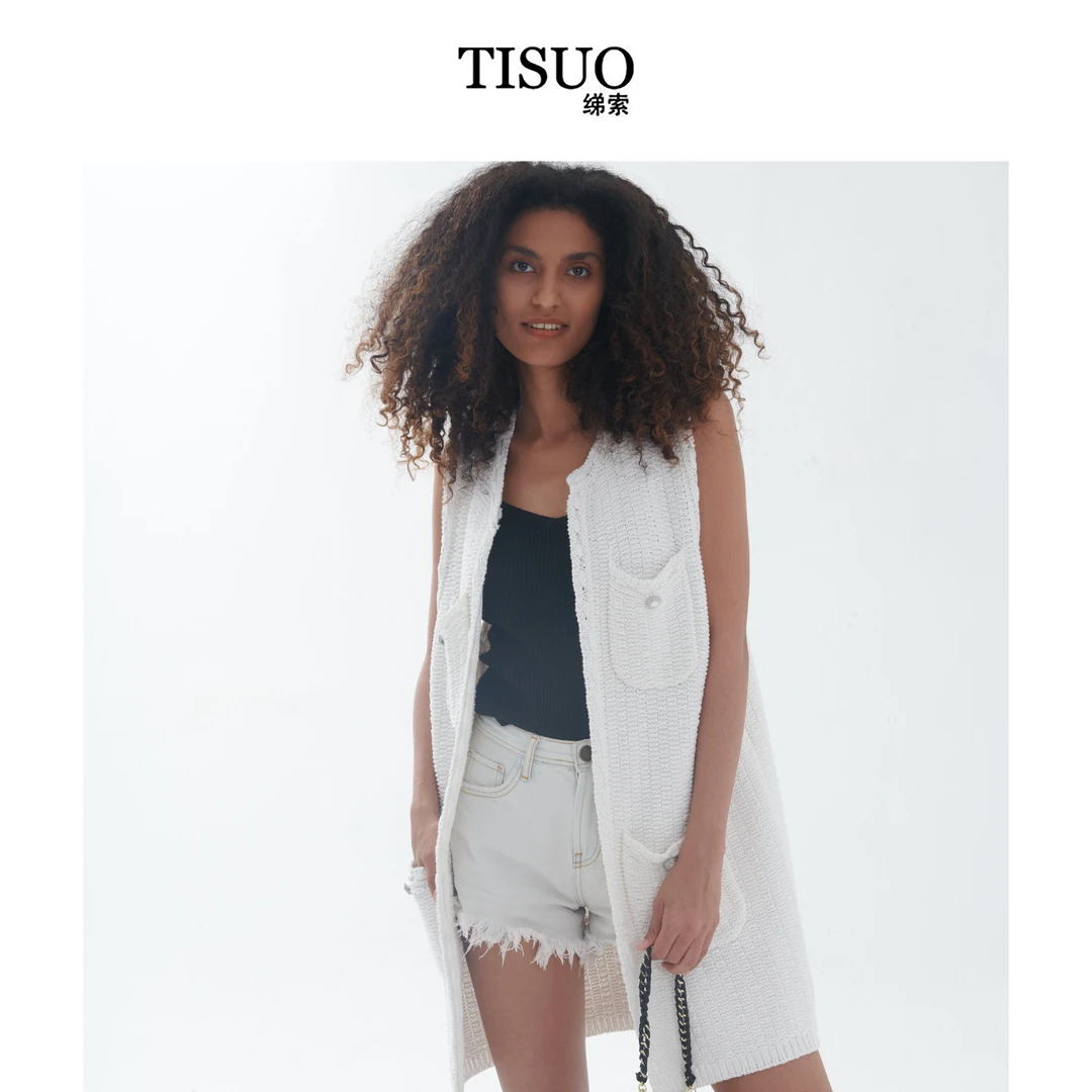 TISUO/绨索白色长马甲 TS303615