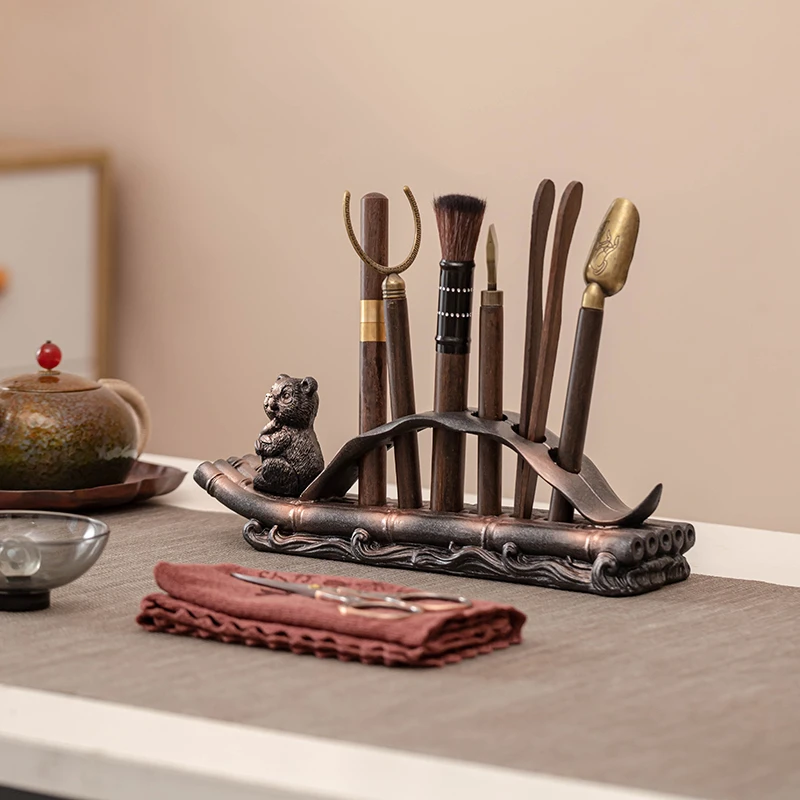 创意熊猫茶道六君子泡茶工具茶道配件茶夹茶刀刮功夫茶具用品大全