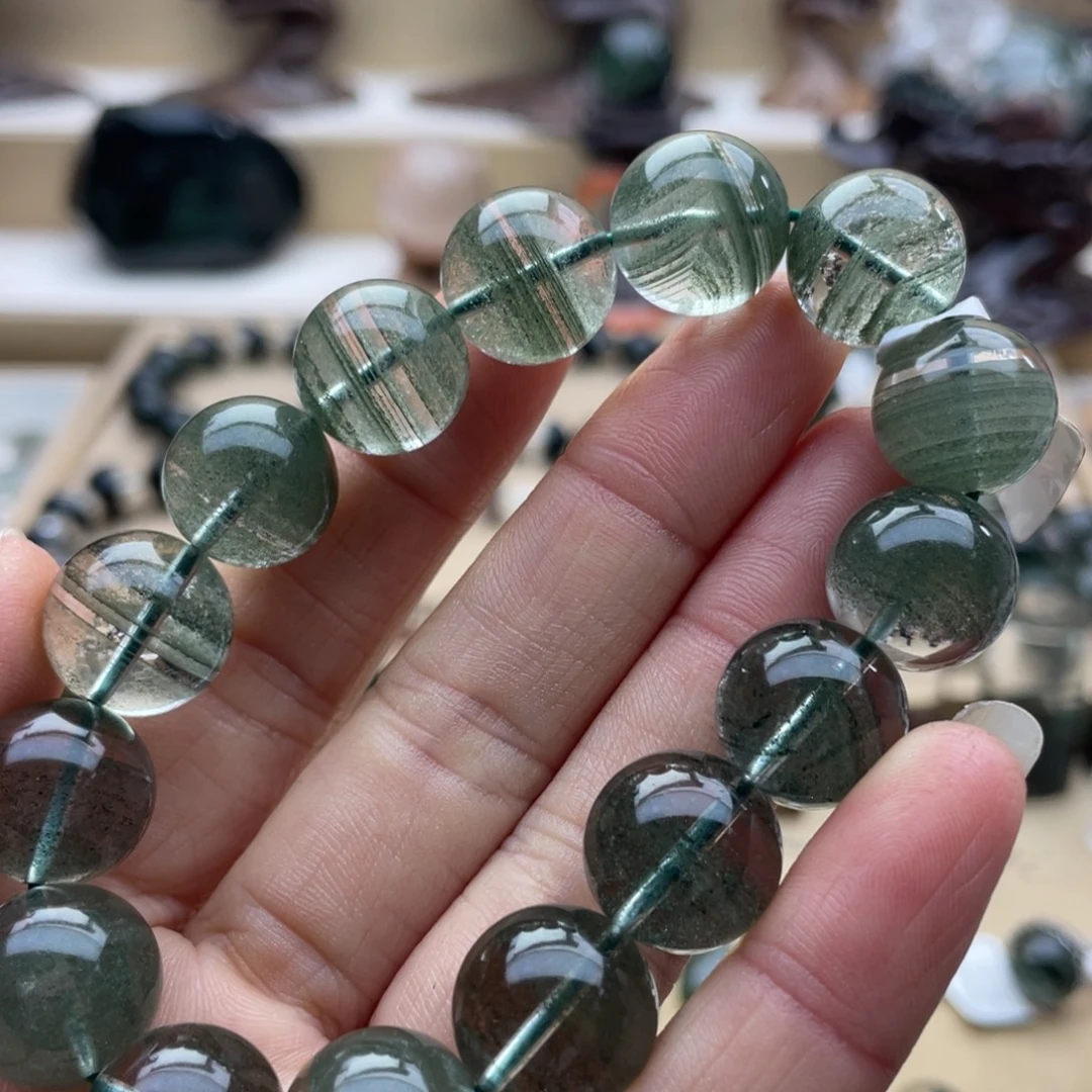 水晶未镶嵌手链绿幽灵千层手串