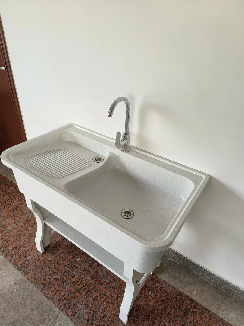 1米长加厚加宽石英石洗衣池带搓衣板阳台卫生间家用一体成型水槽