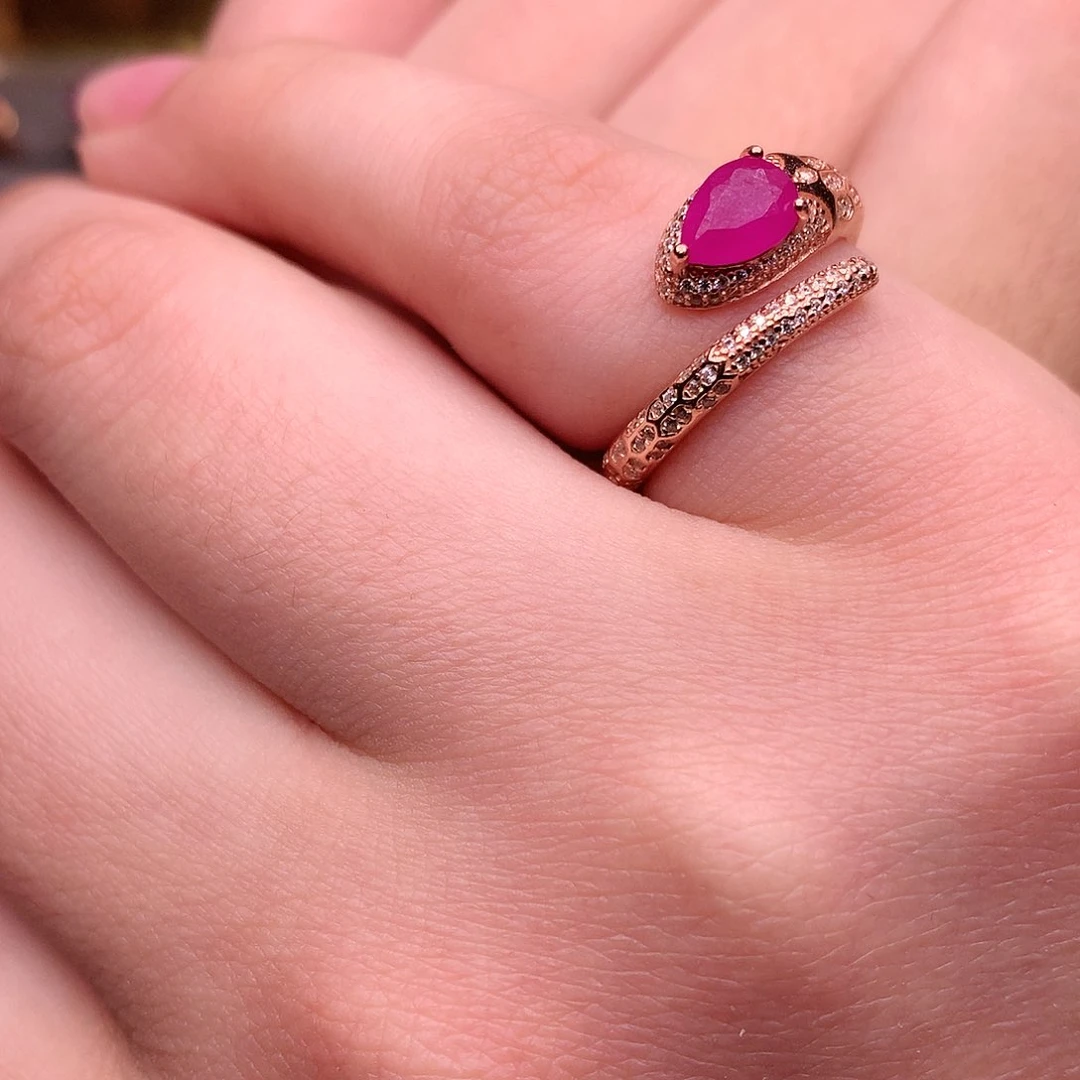红宝石戒指银S925镶嵌