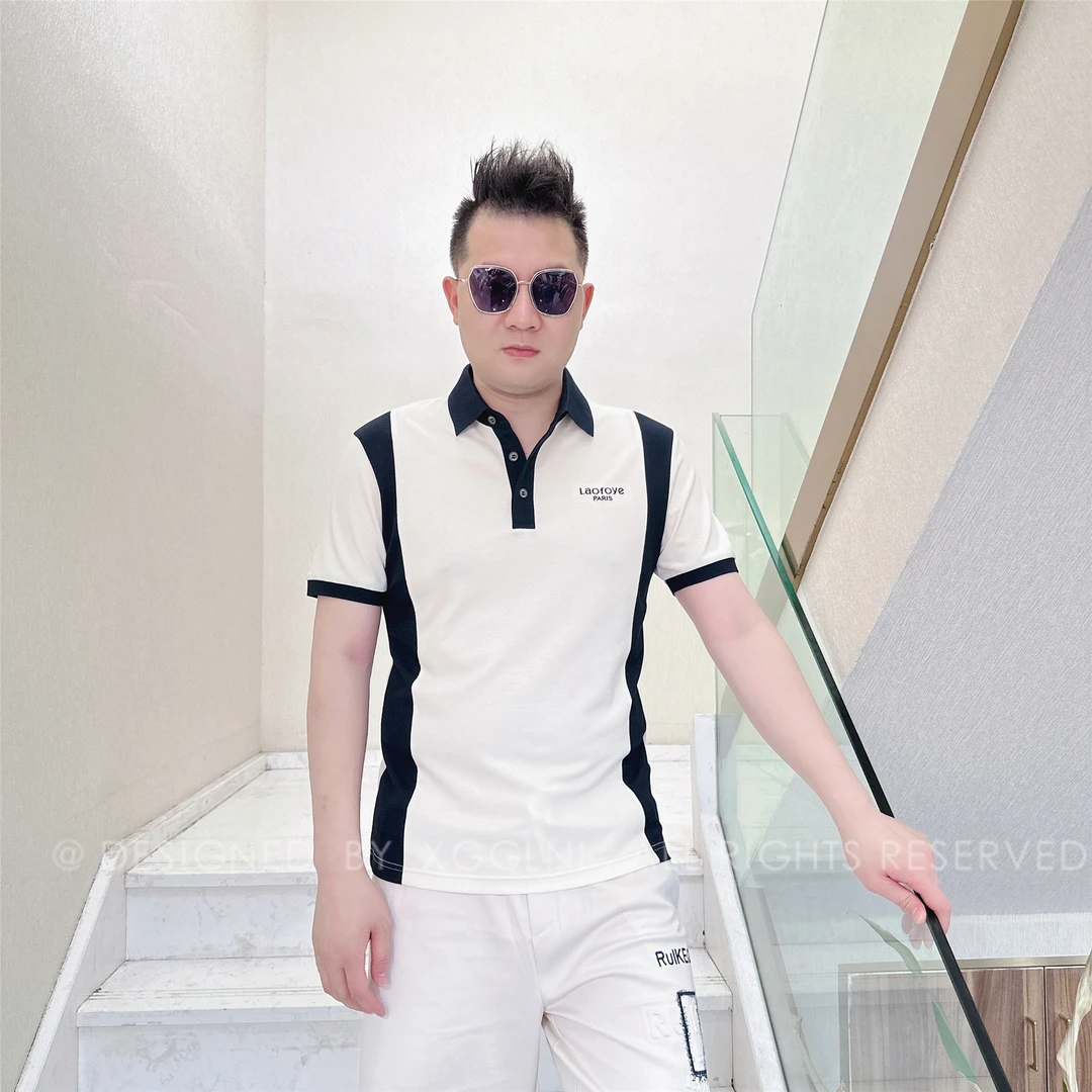 夏季款LAOFOYE两侧对称拼色男士品质高端轻奢洋气时尚短袖POLO衫