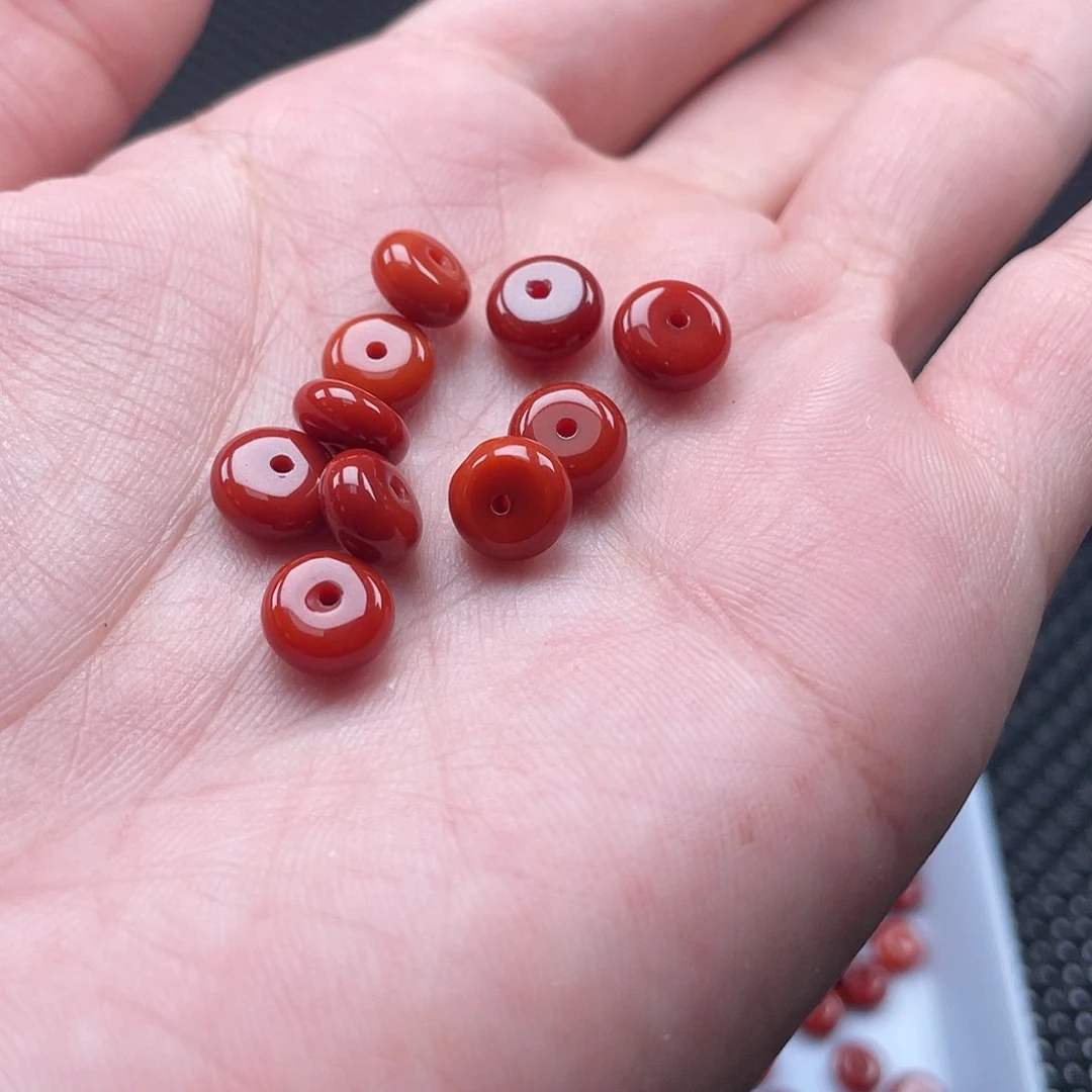 南红玛瑙4*8柿子红隔片一组10颗未镶嵌