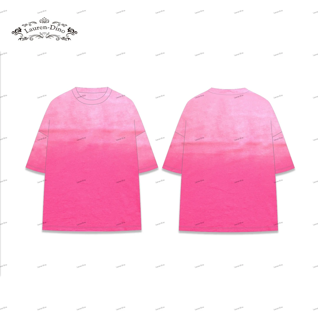 【Lauren-Dino】纯棉T恤休闲宽松圆领春夏男女同款渐变效果