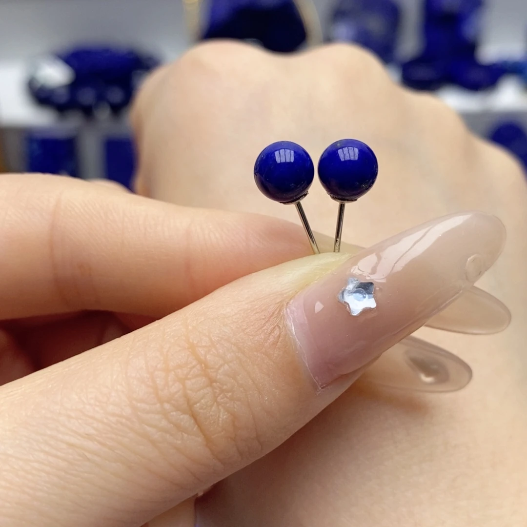 青金石未镶嵌耳饰6.6mm