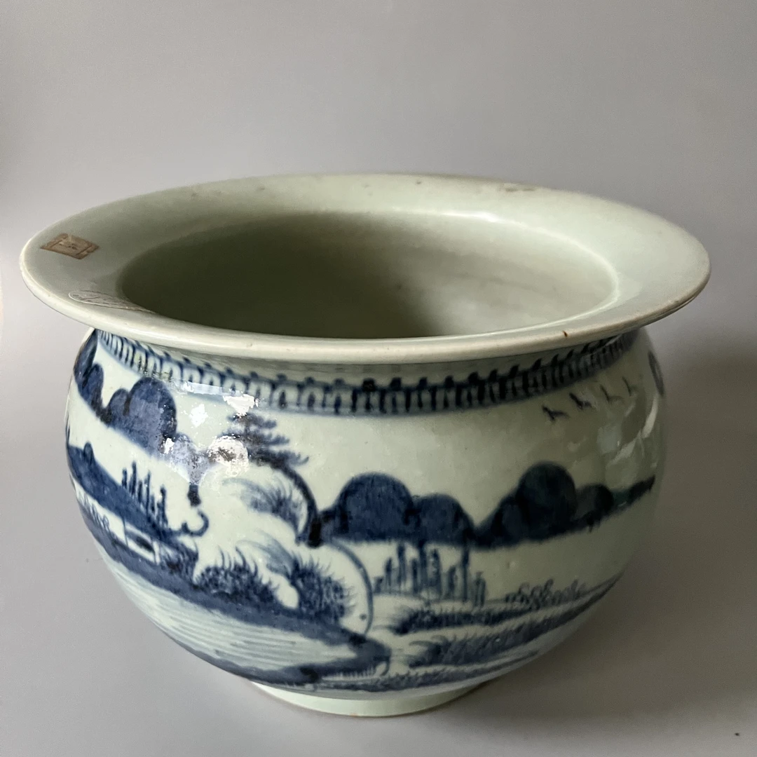 1971 清早期青花山水卷缸