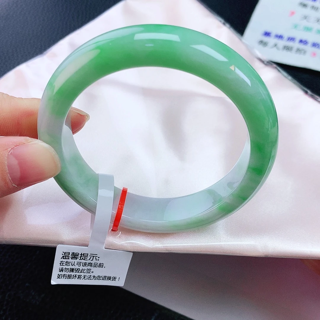 未镶嵌手镯翡翠54+轮胎白底青