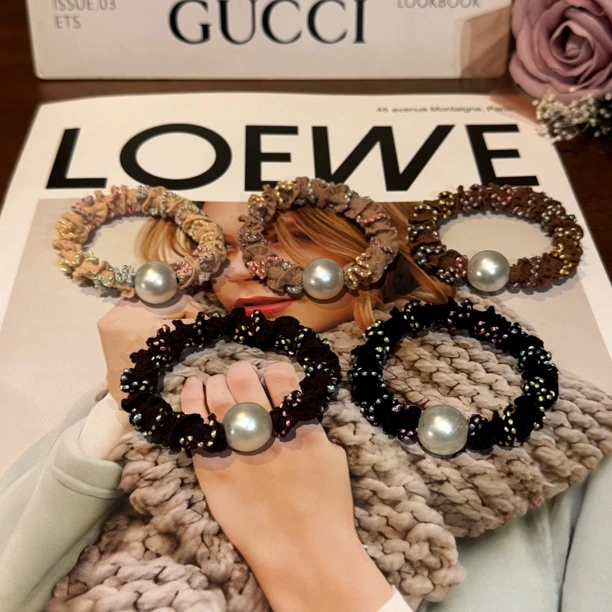 瑞丽小香风发圈头绳气质少女风复古轻奢名媛时尚百搭黑色简约