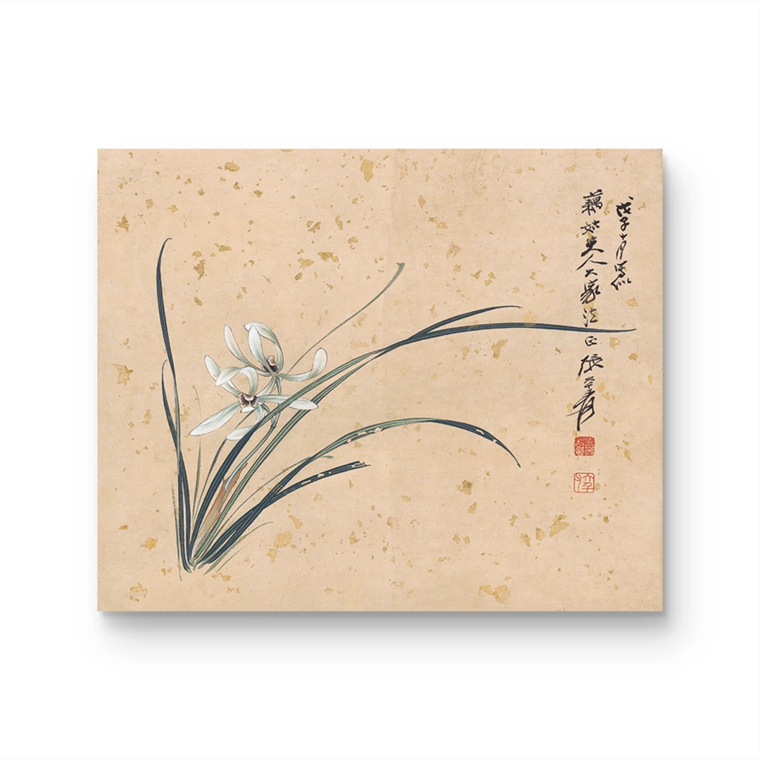 兰花斗方装饰画适合茶室客厅书房装饰无框