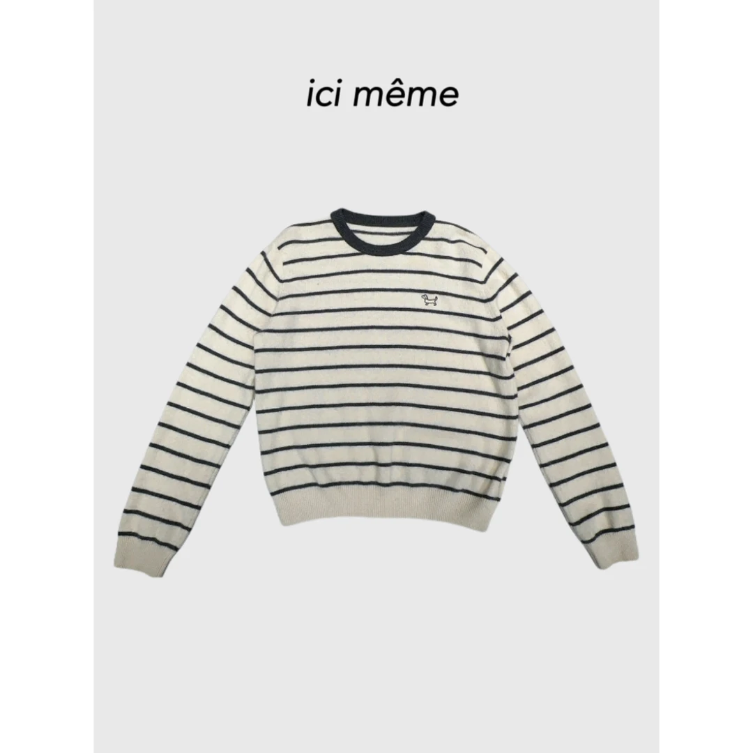 【ici même】24秋冬韩系小狗刺绣羊毛衣长毛衫4793