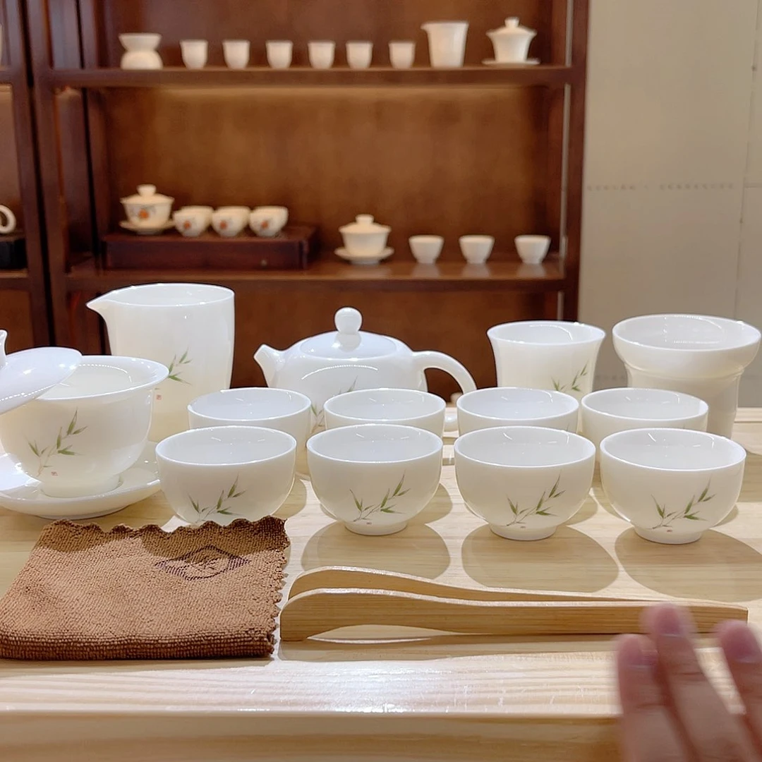 瓷片玄致羊脂玉瓷茶具套装