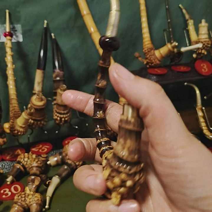 热***温贵州特色竹根烟斗工艺品手把件