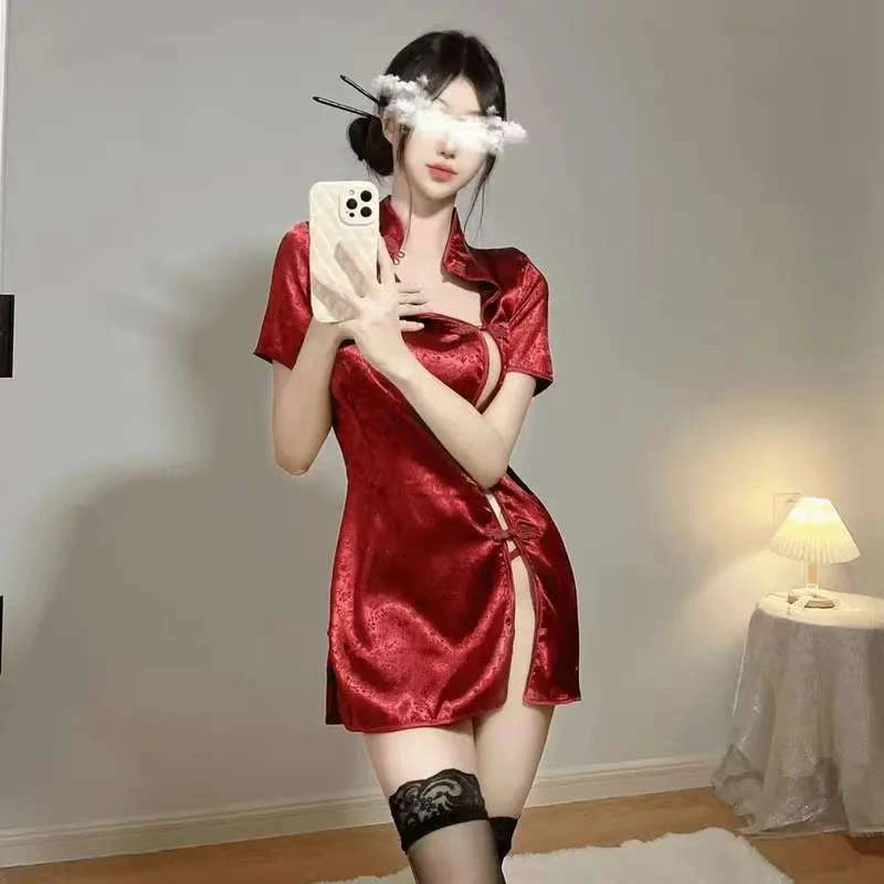 性感纯欲风女公主cos服吊袜带蕾丝花边三点式套装