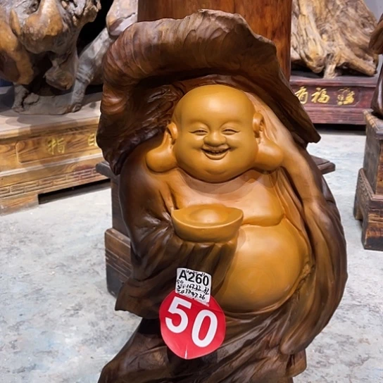 香樟木改**己香樟木雕刻人物摆件