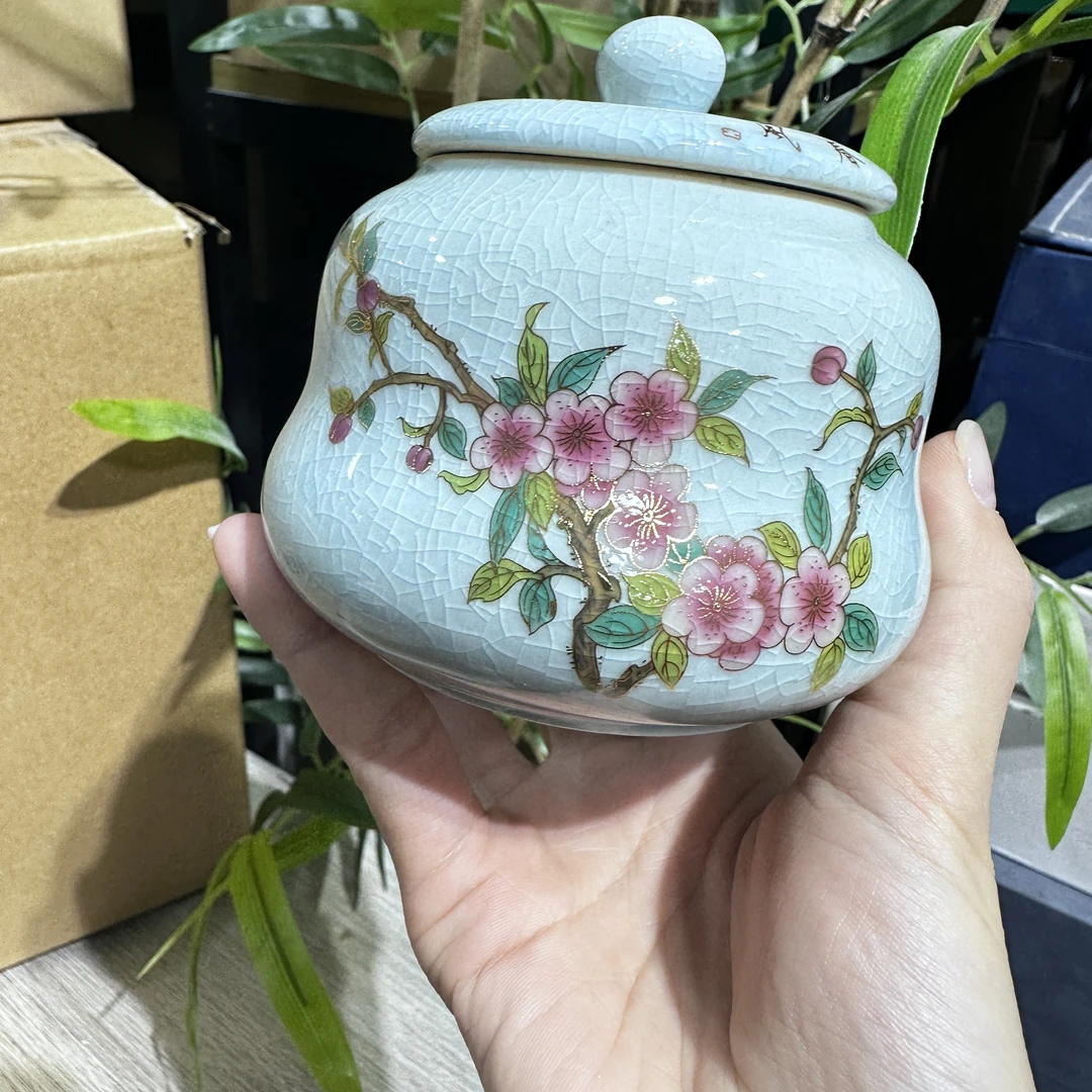 【中国邮政专属链接】桃花满枝开片茶叶罐   3813