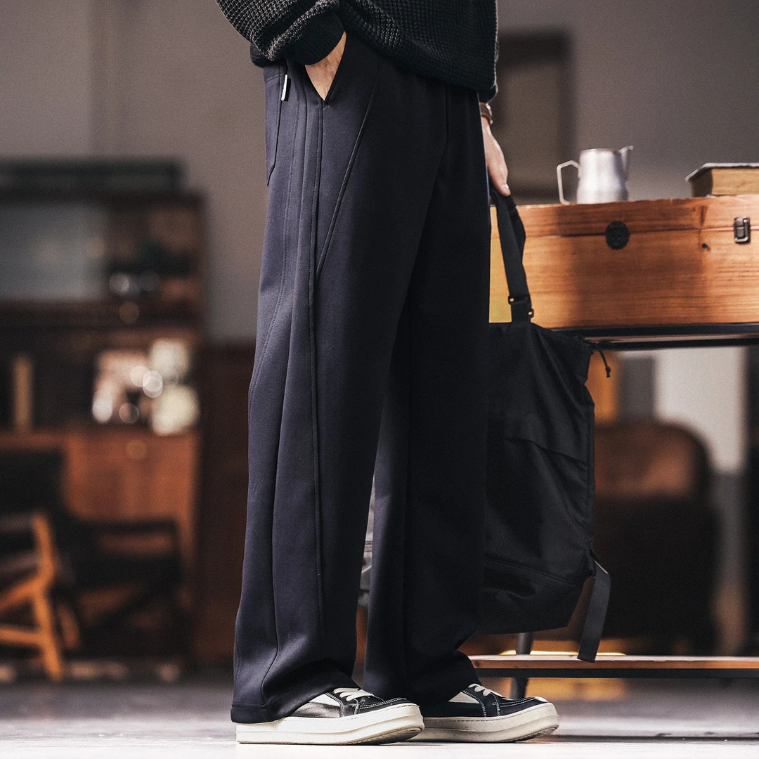 格蓝鹿美式重磅拼接运动男士卫裤2025秋季新款宽松直筒拼接休闲裤