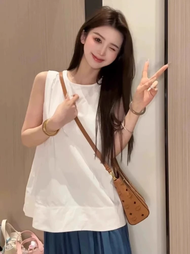 宽松型纯欲风极简风辣妹风背心打底休闲国风中性风