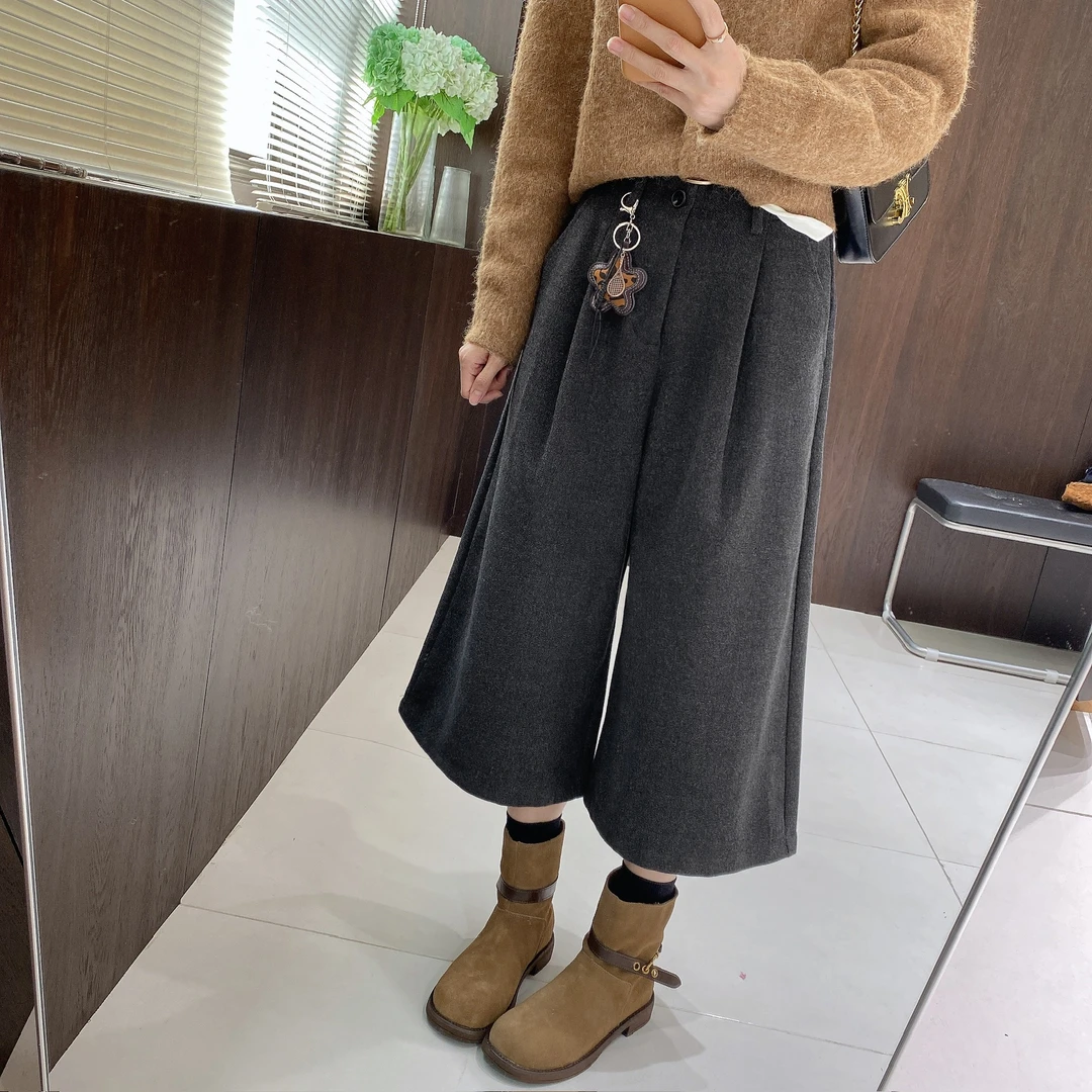 IMFLY金小金自制女装 休闲裤DYK2851秋冬韩版时尚阔腿七分裤