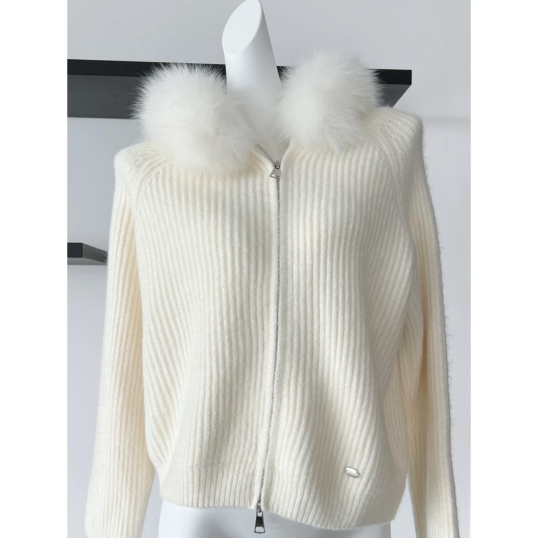 SHULING【针织外套】冬季连帽针织拉链开衫外套