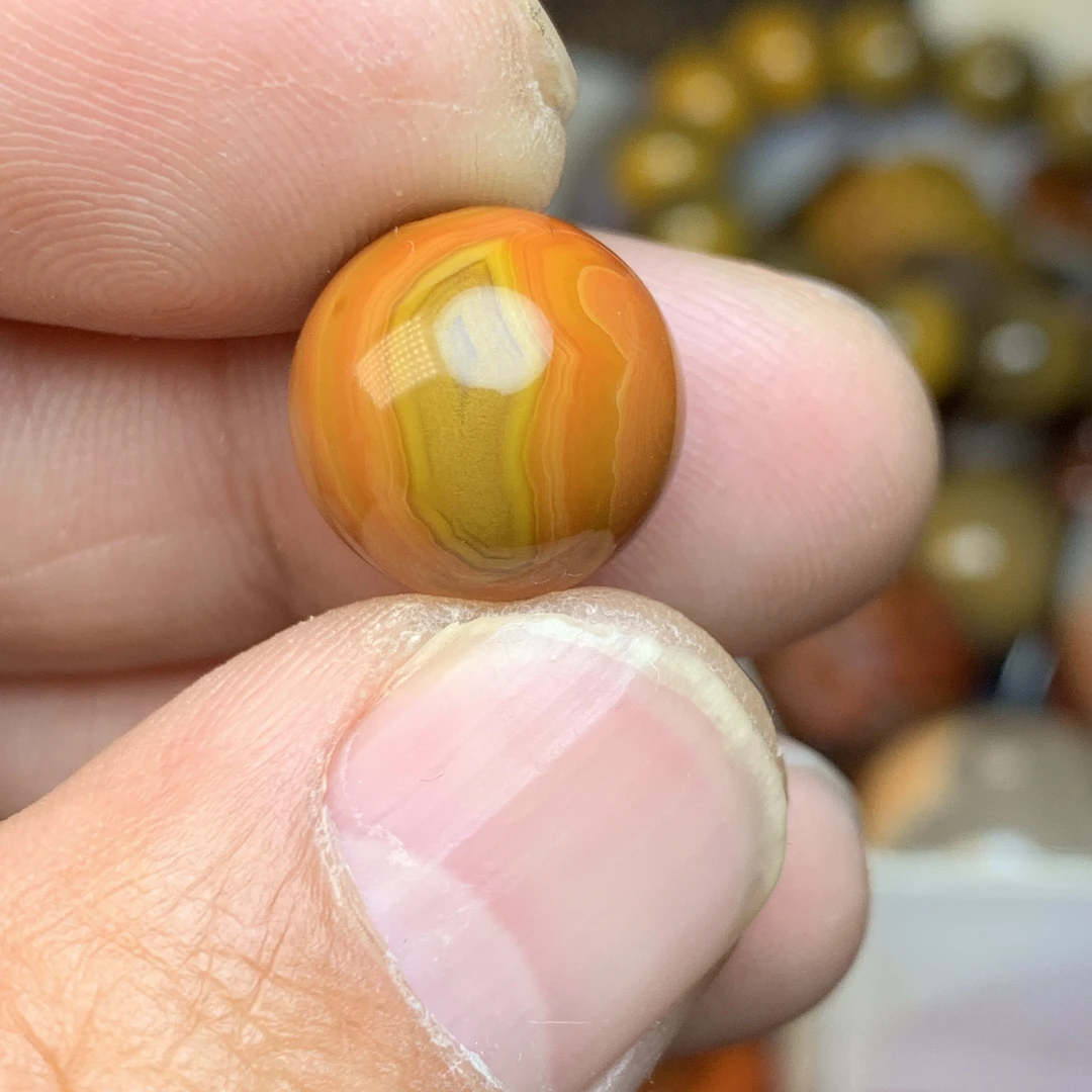 战国红金沙圆珠，尺寸14