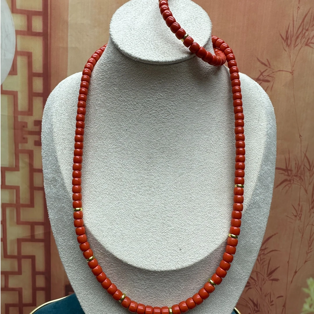 【沐言优选】姑娘直切两件套6m手链项链套装A548