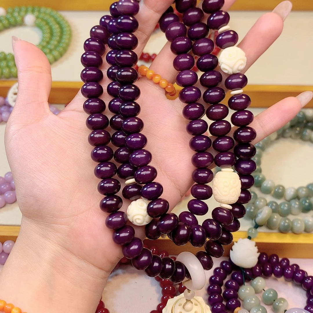 白玉菩提手串颜紫108