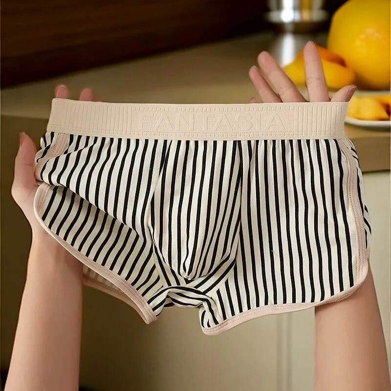 透气男士内裤男生潮流个性四角裤平角裤男款青年舒适运动条纹学生